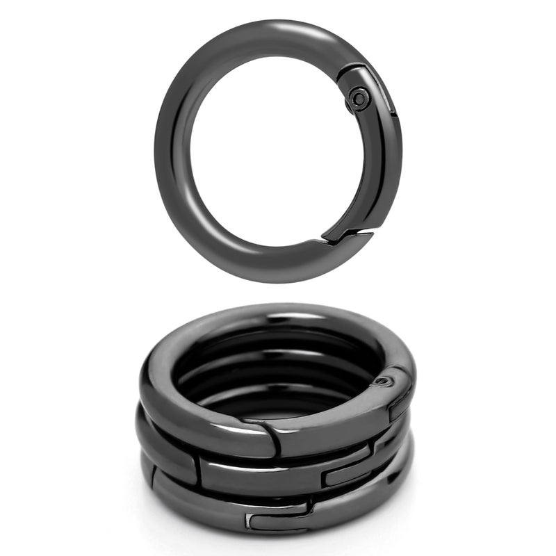EVALUEMART 40Pcs 20Mm Zinc Alloy Round Spring Snap Hooks Clip DIY Accessories for Handbag Purse Shoulder Strap Key Chains,Circle Metal Key Ring Buckle(Black) - Image 1