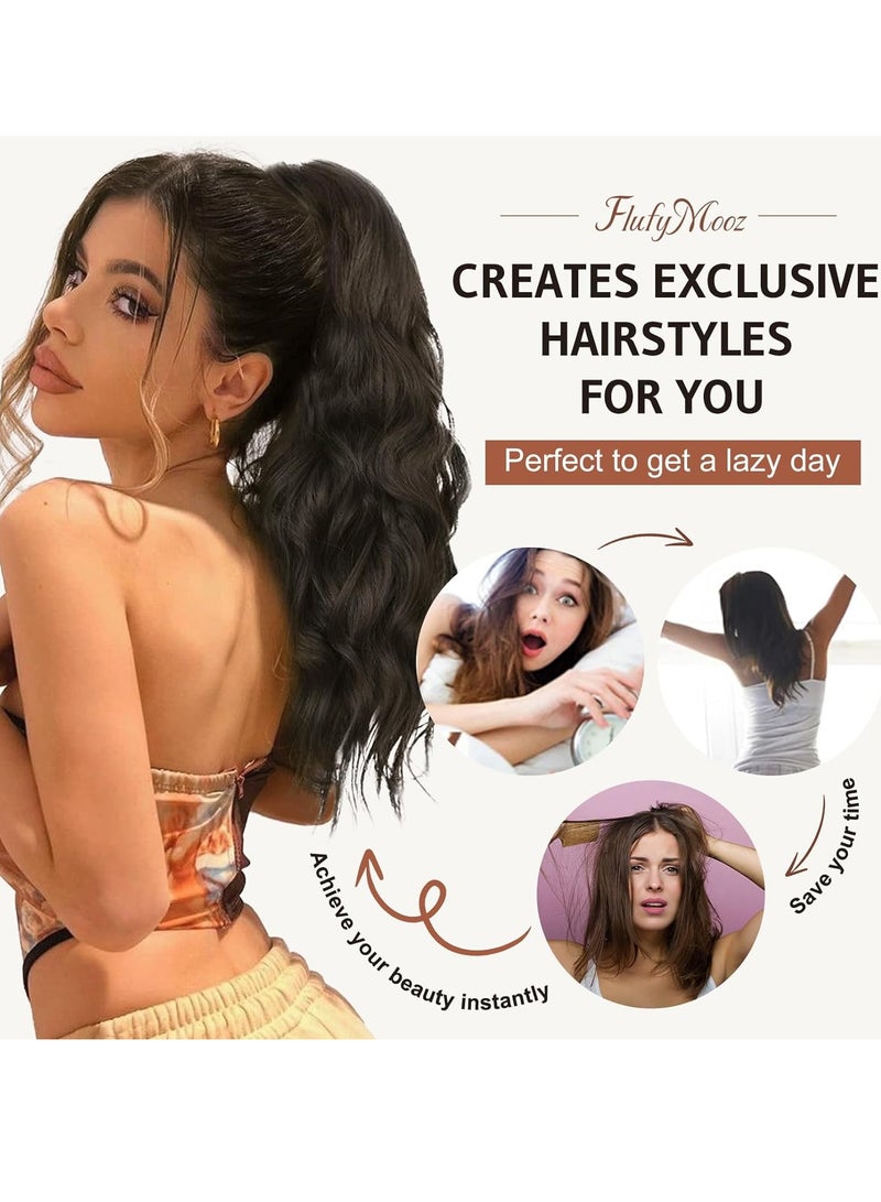 general Ponytail Extension, 18 Inch Claw Clip Ponytail Extension, Wavy Curly Claw Clip in Ponytail Hair Extensions, Fake Ponytail Synthetic Hairpiece for Women - Image 4