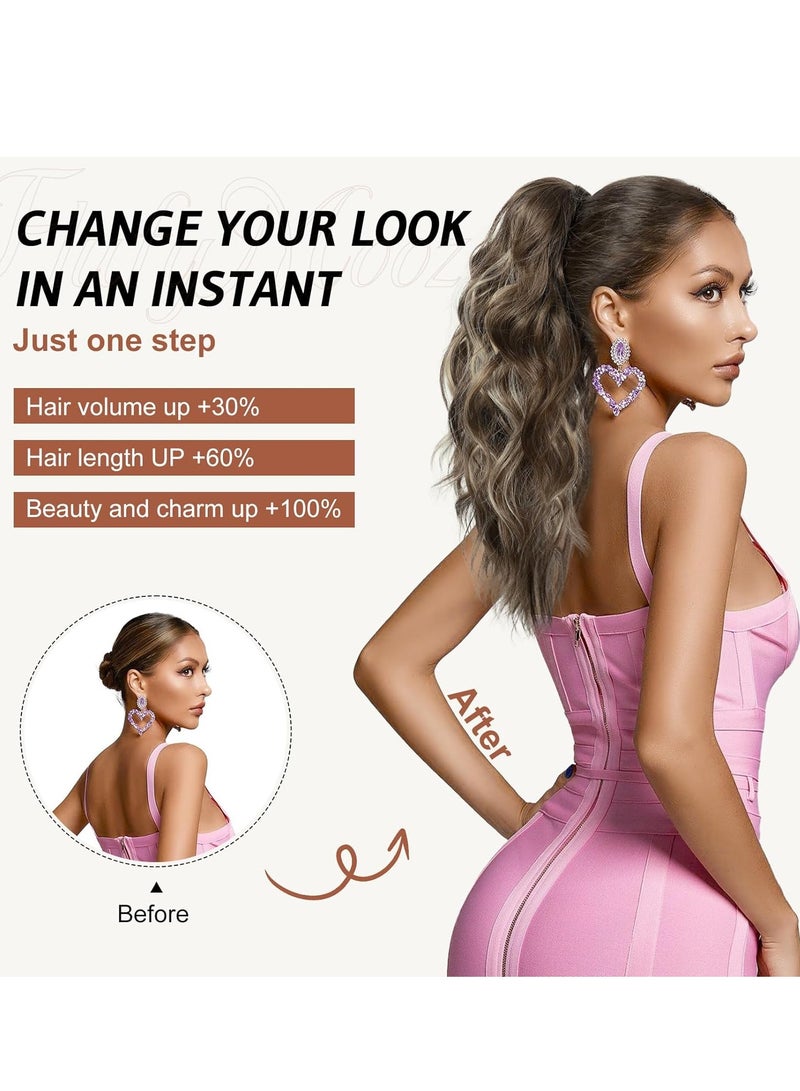 general Ponytail Extension, 18 Inch Claw Clip Ponytail Extension, Wavy Curly Claw Clip in Ponytail Hair Extensions, Fake Ponytail Synthetic Hairpiece for Women - Image 5