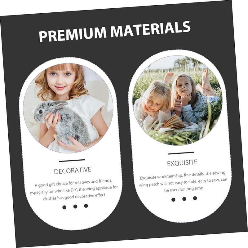 بقع تطبيقية على شكل أجنحة مطرزة بالفضي الفاتح للأزياء والفساتين والحرف اليدوية DIY - Image 5