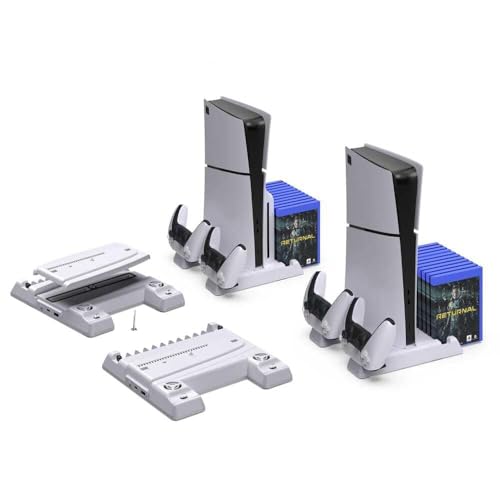 GET IN THE GAME™ Vertical Cooling Stand for PS5 & PS5 Slim | Cooling Fan, Dual Controller Charging Station & 11 Game Disc Storage | Slim, Digital & Ultra HD Editions - Image 2