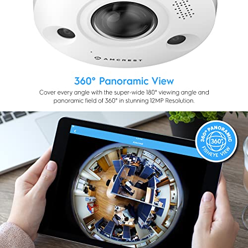Amcrest Fisheye IP POE Camera, 360° Panoramic 12-Megapixel POE IP Camera, Heat Map Detection, Perimeter Protection, People Counting, 33ft Nightvision, MicroSD Recording, IP12M-F2380EW (White) - Image 3