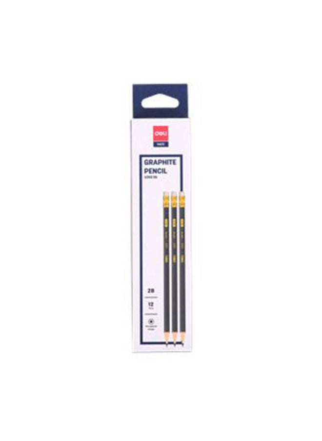 Deli Graphite Pencil - 2B With Eraser 