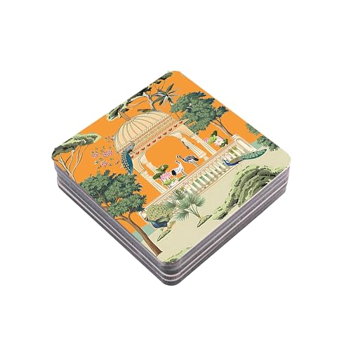 TAJNAN Indian Art Printed Coaster Set of 6 Beautiful Wooden Coasters with Plastic Coating Proper Coaster Stand Designer Coaster (taj-Coaster-Jaipur Art) - Image 4