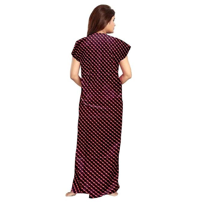 Vlazom Women's Pure Cotton Rajasthani Nighty & Jaipuri Maxi Gown – Pack of 2, Soft & Breathable Sleepwear (Blue&Maroon, Free Size) - Image 4