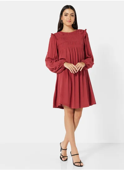 VERO MODA Pleated Yoke Mini Dress