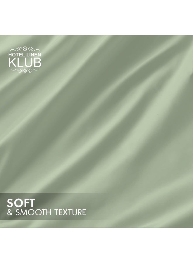 Hotel Linen Klub Hotel Linen Klub Luxury 100% Cotton 350TC Fitted Sheet Set-UltraSoft & Breathable, Hypo Allergenic Premium Quality Bedding, Size: Super King 200x200+40cm deep pocket and 2pc Pillowcase 50x75cm, Sage Green  - Image 4