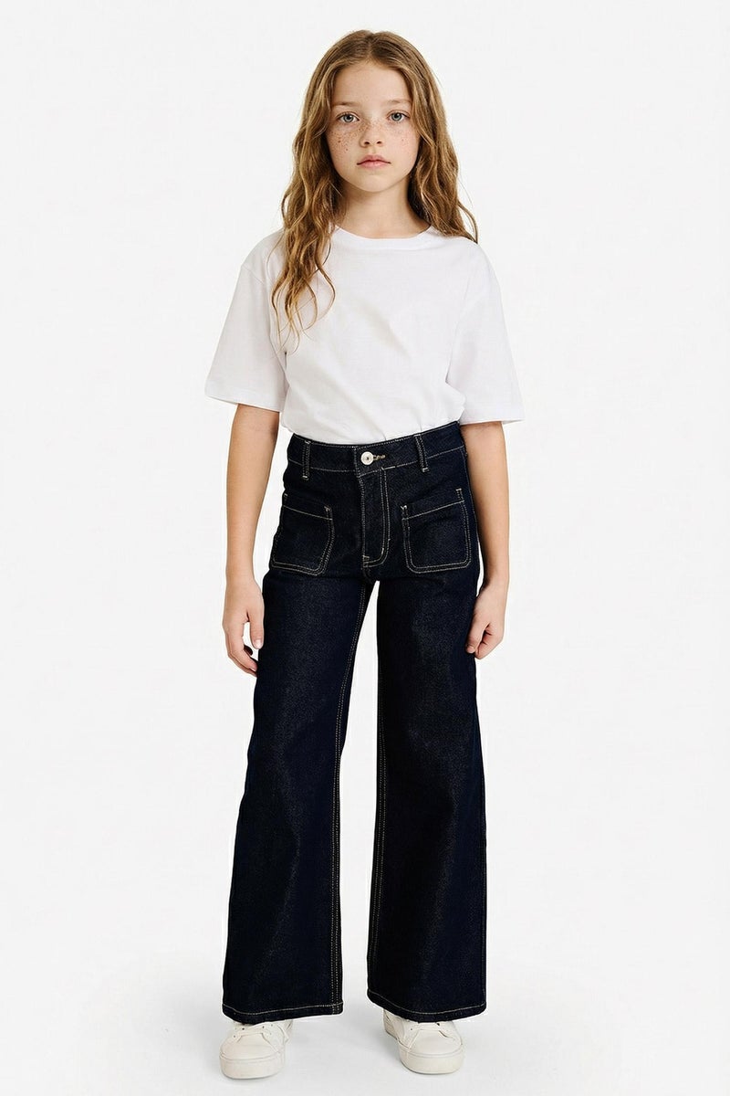 DeFacto Blue Girl Girl Wide Leg Jeans Casual - Image 2