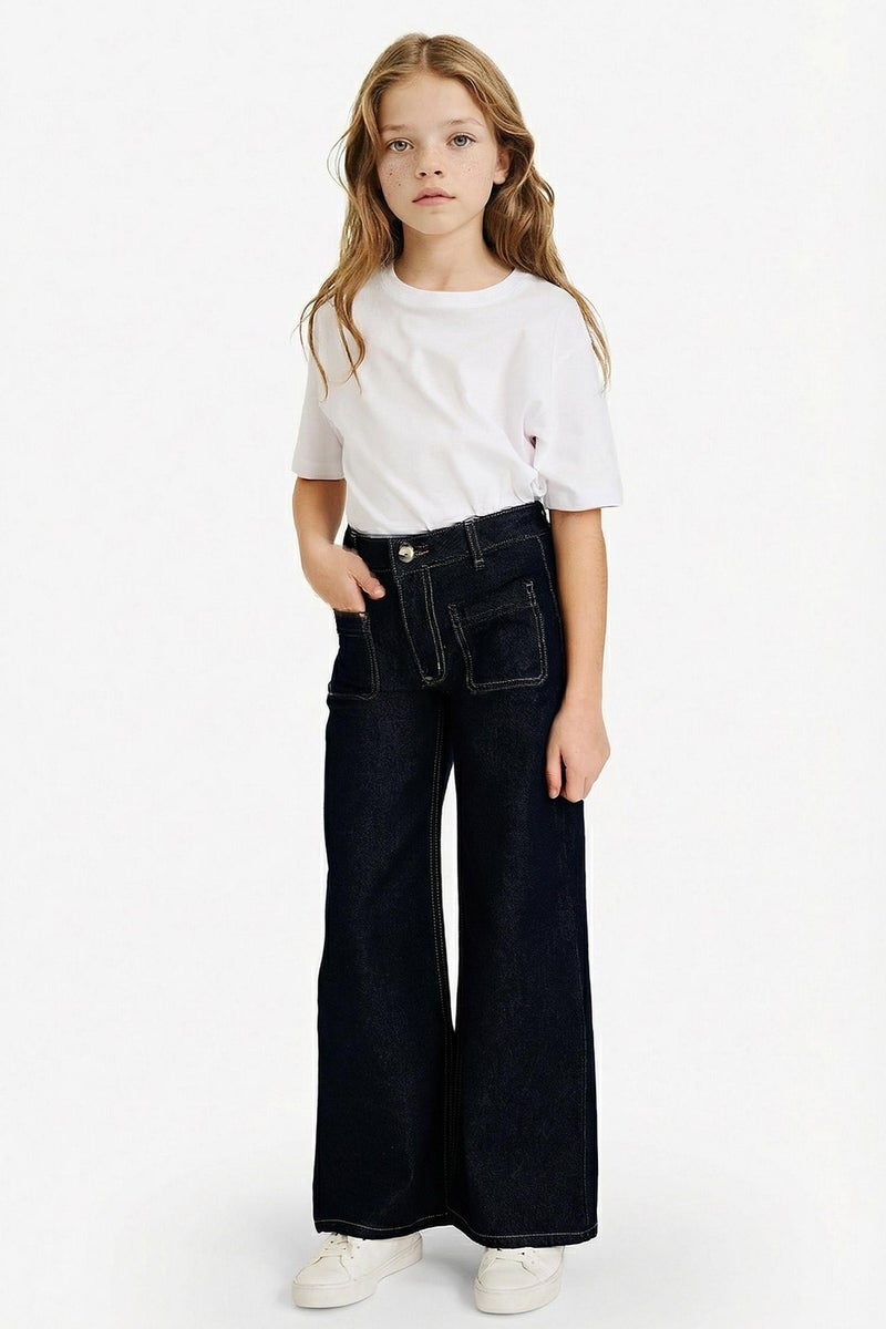 DeFacto Blue Girl Girl Wide Leg Jeans Casual - Image 3