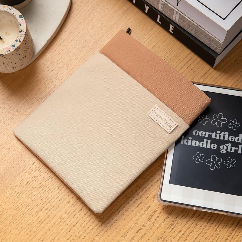 حقيبة غلاف Kindle من | مصنوعة من مادة مقاومة للماء | متوافقة مع Kindle Basic 6" و Kindle Paperwhite 6.8" | حقيبة مبطنة مزودة بجيبين مخفيين بسحاب (تصميم دولسي دي ليتشه) - Image 2