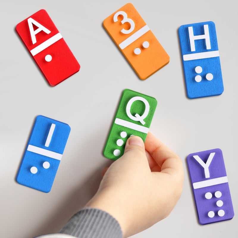 Feifeiya 38 Pcs Braille Alphabet and Number Tiles Wood Raised Dots Alphabet and Numbers Punctuation Educational Tool for Blind Visually Impaired, Teaching Aid for Blind Gifts - Image 5