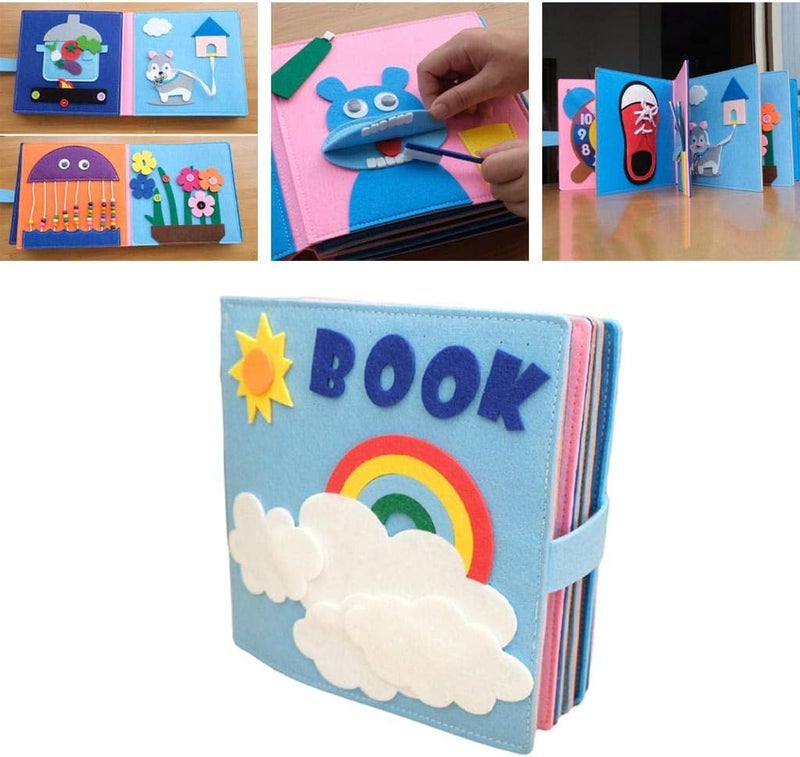 klarako Fabric Quiet Books, Educational Early Learning Basic Life Skill Activity Books, Portable Soft Montessori 3D Busy Book ,Cloth Book for Toddlers  A - Image 2