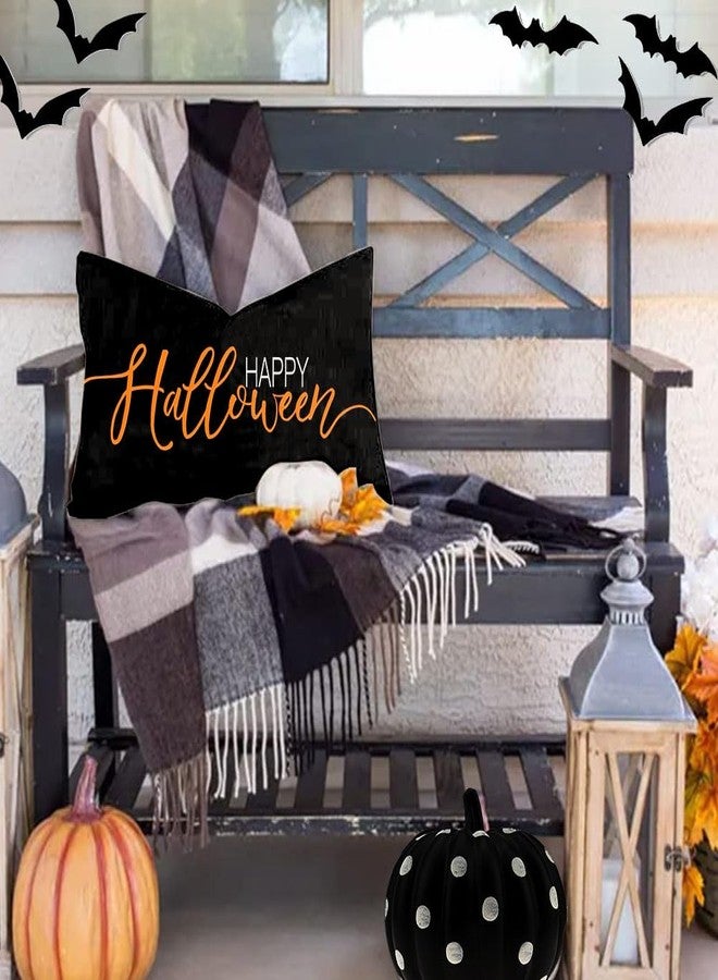 RABUSOFA Halloween Decorations Indoor Pillow Covers 12x20 Inch Funny Happy Signs Halloween Decor Outdoor,Lumbar Fall Pillow Covers Farmhouse Decorative Cushion Cases for Couch Bed Chair Black - Image 5