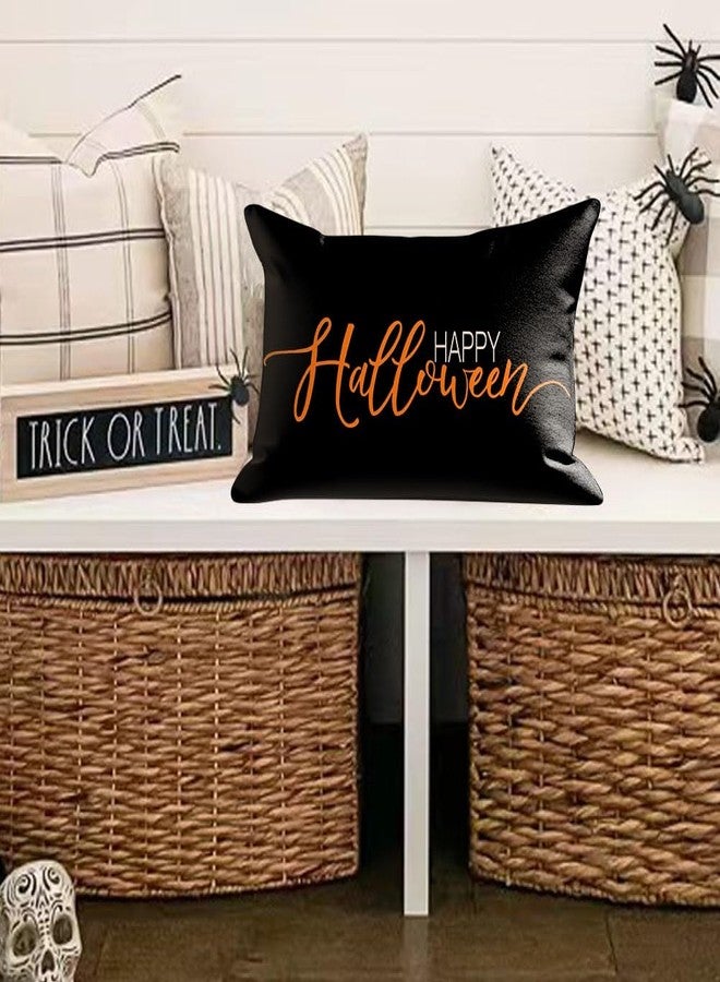 RABUSOFA Halloween Decorations Indoor Pillow Covers 12x20 Inch Funny Happy Signs Halloween Decor Outdoor,Lumbar Fall Pillow Covers Farmhouse Decorative Cushion Cases for Couch Bed Chair Black - Image 4