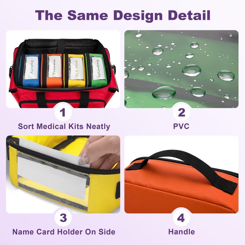 Trunab 4 Pcs First Aid Bag Empty Medical Pouch Color Coded Clear Zippered Pouches for Organizing Emergency Kits, Medicine, for Home Outdoor Car Supplies (Bag Only) - Image 5