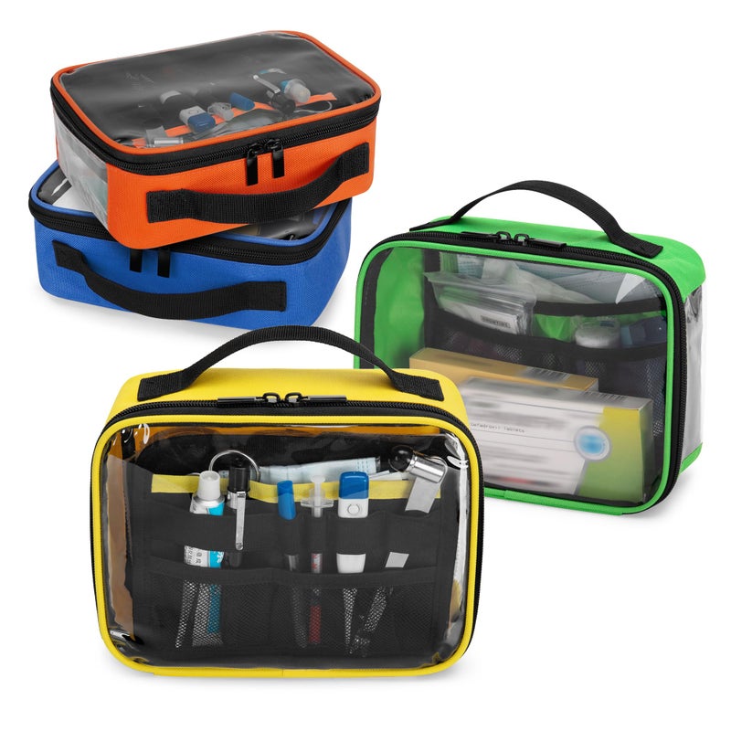 Trunab 4 Pcs First Aid Bag Empty Medical Pouch Color Coded Clear Zippered Pouches for Organizing Emergency Kits, Medicine, for Home Outdoor Car Supplies (Bag Only) - Image 1