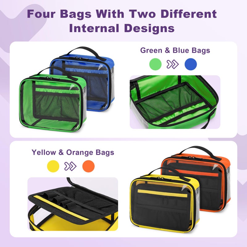 Trunab 4 Pcs First Aid Bag Empty Medical Pouch Color Coded Clear Zippered Pouches for Organizing Emergency Kits, Medicine, for Home Outdoor Car Supplies (Bag Only) - Image 2