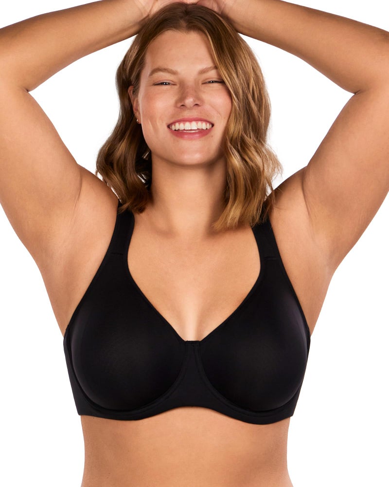 HSIA Bras for Women Minimizer Full Coverage, Plus Size T Shirt Unlined Underwire Smooth Bra, Seamless Cups Joan Ultimate Soft Black - Image 2