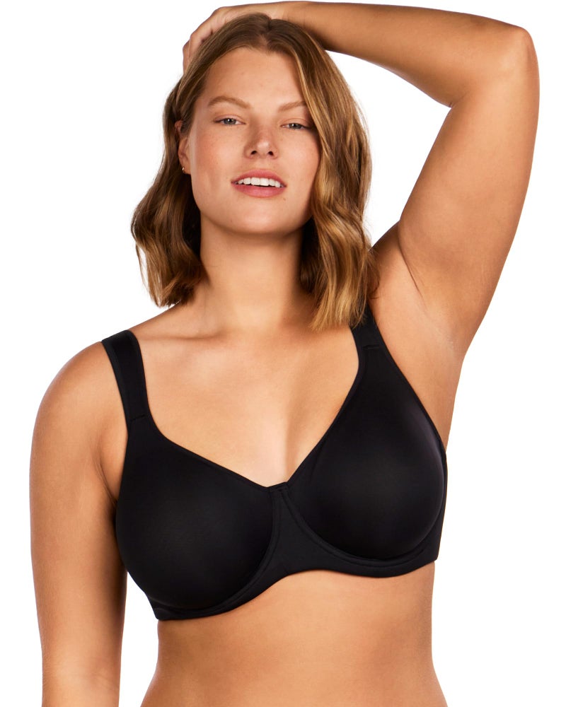 HSIA Bras for Women Minimizer Full Coverage, Plus Size T Shirt Unlined Underwire Smooth Bra, Seamless Cups Joan Ultimate Soft Black - Image 3
