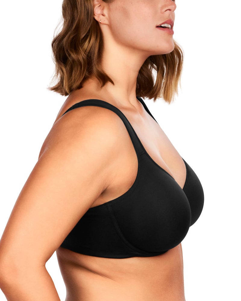 HSIA Bras for Women Minimizer Full Coverage, Plus Size T Shirt Unlined Underwire Smooth Bra, Seamless Cups Joan Ultimate Soft Black - Image 4