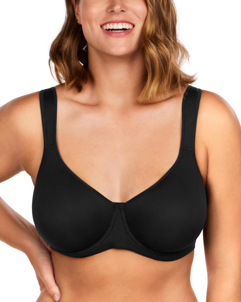 HSIA Bras for Women Minimizer Full Coverage, Plus Size T Shirt Unlined Underwire Smooth Bra, Seamless Cups Joan Ultimate Soft Black - Image 1