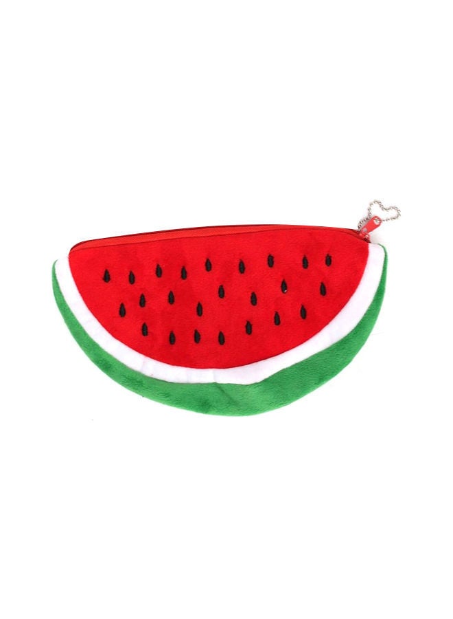 NIBEMINENT Cute Watermelon Shape Plush Pencil Bag Red