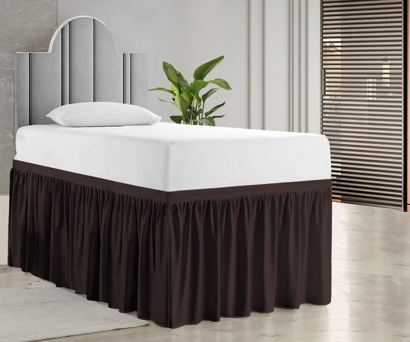Yarns of Cotton Dorm Room Bed Skirt - College Dorm Bed Skirt - Long Bed Skirt Dorm - Extra Long Dorm Room Bed Skirt - Elegant Design Brushed Microfiber - 1000 Series Bedskirts - Twin-XL - 36"" Drop  Chocolate - Image 2