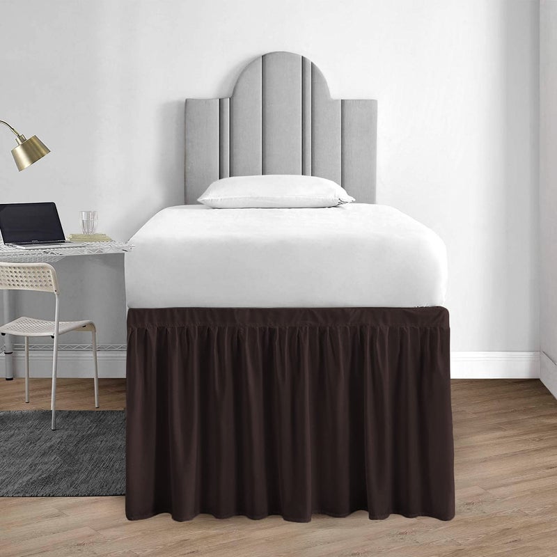 Yarns of Cotton Dorm Room Bed Skirt - College Dorm Bed Skirt - Long Bed Skirt Dorm - Extra Long Dorm Room Bed Skirt - Elegant Design Brushed Microfiber - 1000 Series Bedskirts - Twin-XL - 36"" Drop  Chocolate - Image 1