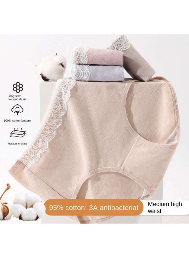 Top melon Pack Antibacterial Cotton Gusset Ladies Panties, All-season Cotton Breathable Mid-high Waist Lifting Underwear For Women - Image 3