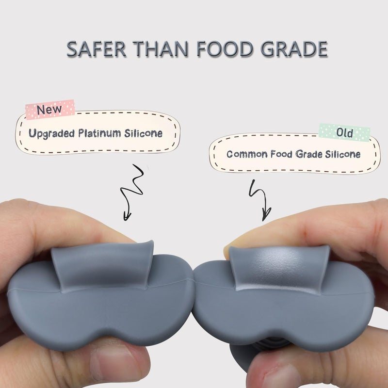 Ginbear Platinum Silicone Baby Spoons Self Feeding 6 Months First Stage, Non Toxic Infants Led Weaning Utensils for Training, Soft BLW Supplies Pack of 4 (Hazy Green/Pink) - Image 2