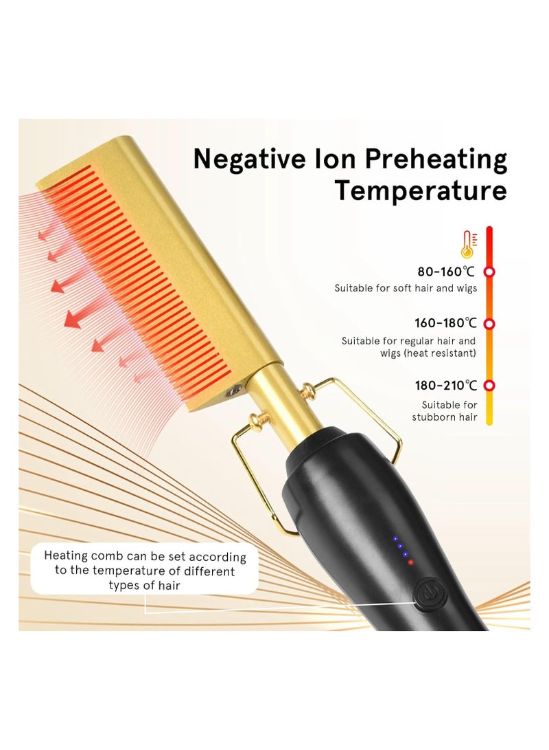 Electric Hair Straightener Comb Curling 2 in 1 Adjustable Temperature Fast Heating African Heating - Image 3
