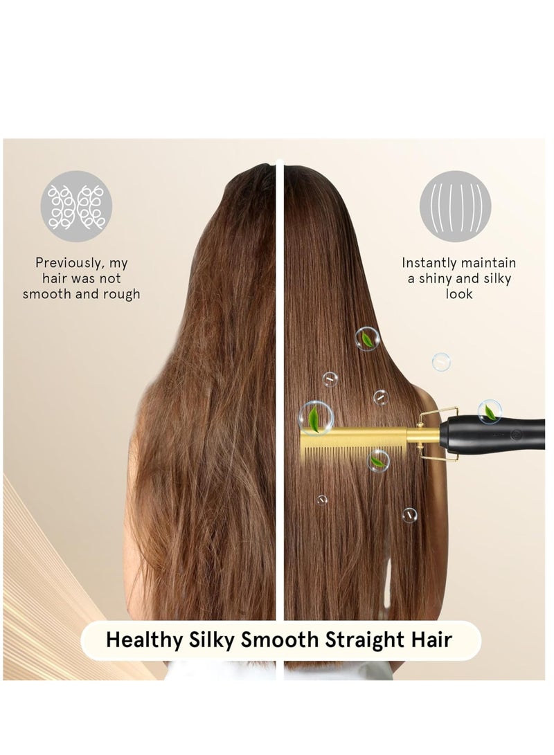 Electric Hair Straightener Comb Curling 2 in 1 Adjustable Temperature Fast Heating African Heating - Image 4