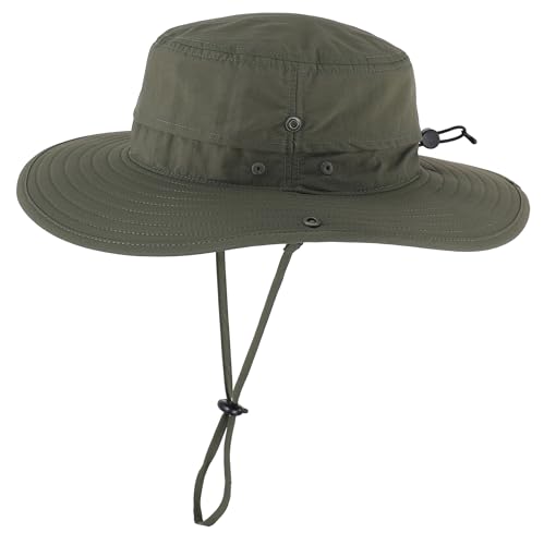 Connectyle Outdoor SPF 50+ Boonie Sun Hat for Men Gardening Fishing Hiking Hat Adjustable Wide Brim Bucket Hat Army Green - Image 1
