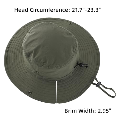 Connectyle Outdoor SPF 50+ Boonie Sun Hat for Men Gardening Fishing Hiking Hat Adjustable Wide Brim Bucket Hat Army Green - Image 3