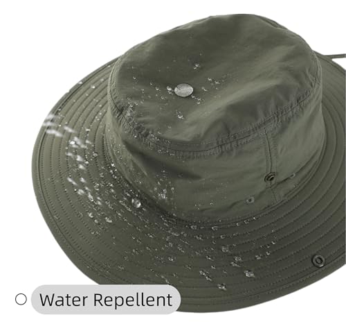 Connectyle Outdoor SPF 50+ Boonie Sun Hat for Men Gardening Fishing Hiking Hat Adjustable Wide Brim Bucket Hat Army Green - Image 5