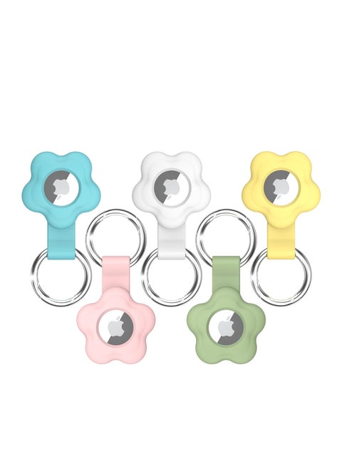 Airtag Case for Apple AirTag for Keychain AirTags Case with Anti-Lost Key Ring, Protective for AirTag Holder Case Cover Items for Pets Keys Backpacks (5 Pack Multiple Colours)