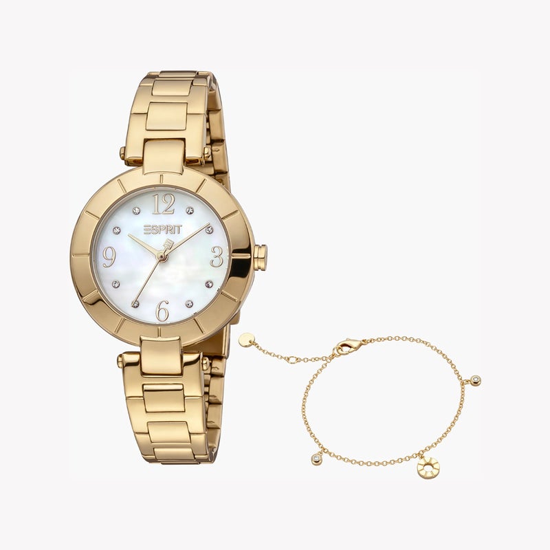 ESPRIT Women's Gold Stainless Steel Watch, White Mother of Pearl Dial|ES1L288M0075 - Image 1