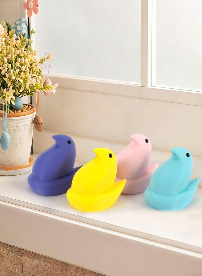 DAZONGE Easter Decor Peep Chick Figurines, Set of 4 Colorful Easter Decorations for Home, Spring Chick Figurines for Tiered Tray, Mantel & Shelf Decor - Perfect Basket Stuffers - Image 2