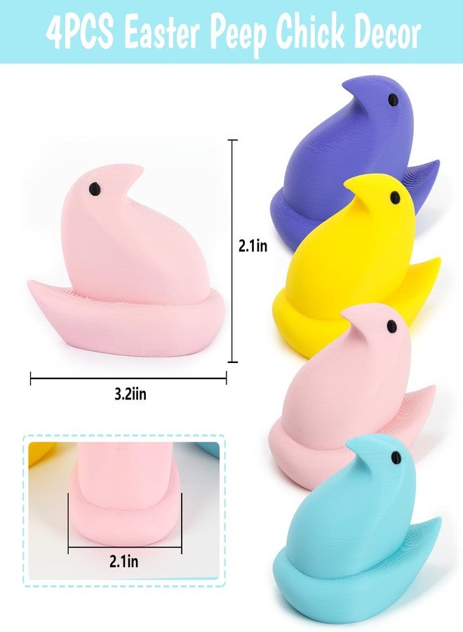 DAZONGE Easter Decor Peep Chick Figurines, Set of 4 Colorful Easter Decorations for Home, Spring Chick Figurines for Tiered Tray, Mantel & Shelf Decor - Perfect Basket Stuffers - Image 3