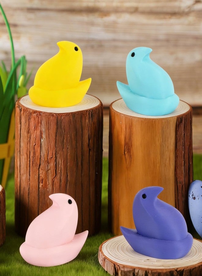DAZONGE Easter Decor Peep Chick Figurines, Set of 4 Colorful Easter Decorations for Home, Spring Chick Figurines for Tiered Tray, Mantel & Shelf Decor - Perfect Basket Stuffers - Image 5