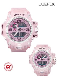 JoeFox 2 Pcs Sports Watch Set Matching Quartz Waterproof Analog Digital Large Face Dial & Small Face Dial Dual Display LED Couple Pair Romantic Men's Watch Women's Kids Watch  - Image 1