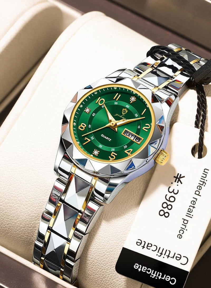 GOHUOS Women's Watch, Top Brand Luxury Stainless Steel Band Waterproof Luminous Analog Quartz Ladies Classic Wrist Watch - 27mm - Mother or Girlfriend Gift - Image 1