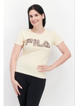 FILA Women Sportswear Fit Short Sleeve Training T-Shirt, Beige  - Image 1