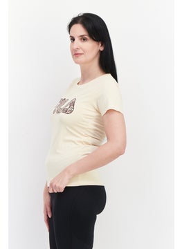 FILA Women Sportswear Fit Short Sleeve Training T-Shirt, Beige  - Image 3