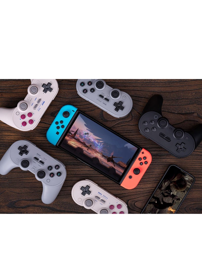 Generic - 8Bitdo Pro 2 Bluetooth Controller for Switch, Hall Effect Joystick Update, Wireless Gaming Controller for Switch, PC, Android, and Steam Deck & Apple (Grey) - Image 1