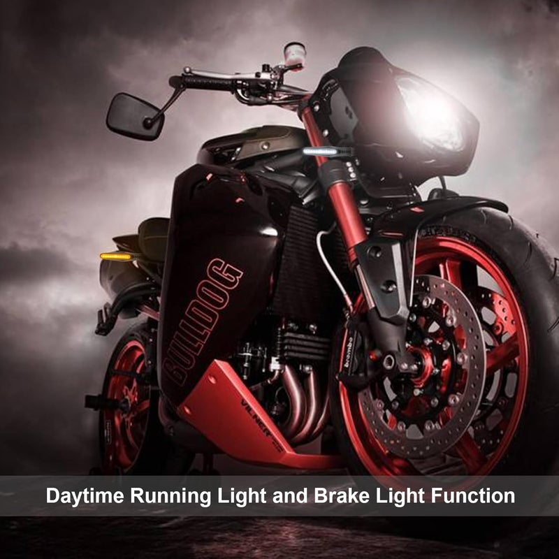 Kinstecks 4PCS Motorcycle Indicators - Flowing Turn Signal Lights, Daytime Running and Brake Lights - 12V LED Amber White Red for Motorbike - Image 2