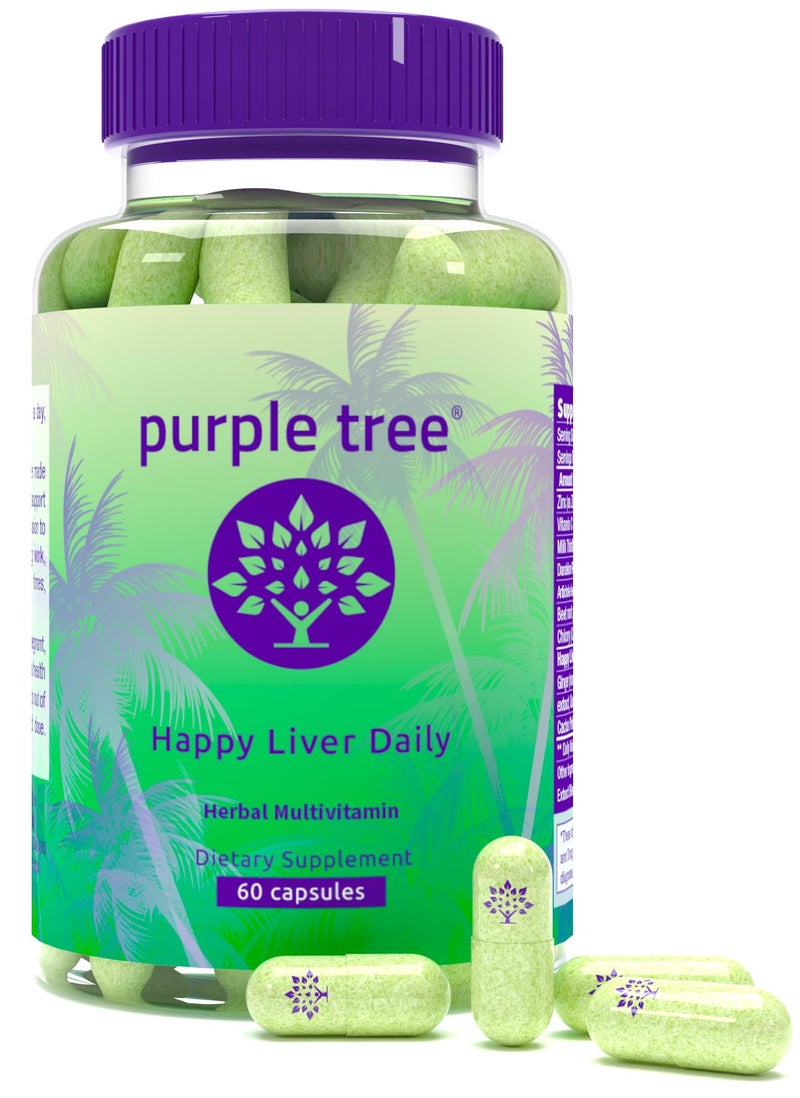purple tree Happy Liver Daily Liver Support Cleanse Supplement with Milk Thistle 80 Silymarin Dandelion Artichoke Vine Tea DHM Vitamins Daily Liver Wellness 60 Vegan Capsules - Image 3