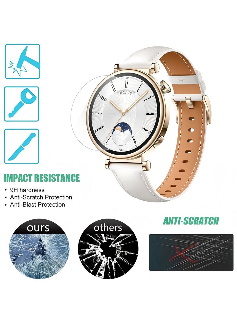 Youque 2 PCS Screen Protector for Huawei GT5 41mm Smartwatch with Auto-alignment Installation Kit,HD Anti-Scratch Bubble Free Clear Tempered Glass Protective Film - Image 2