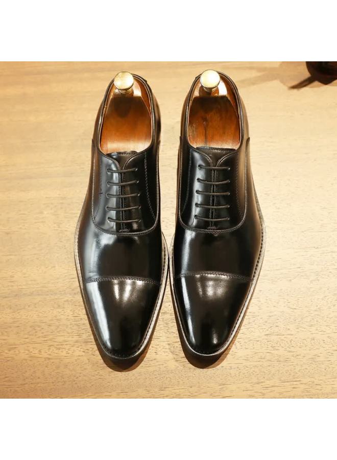 Desai Three-g Casual Men's Shoes, Business Formal Leather Shoes, Pointed Oxford English Style Wedding Shoes For Men, Black, Size 38 - Image 2