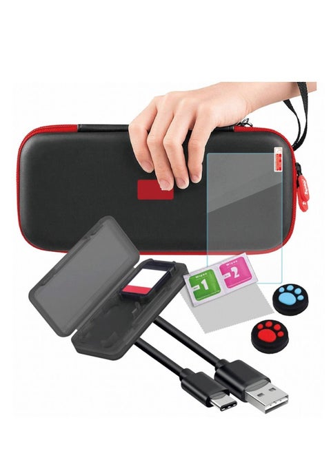 Nintendo Switch Lite Accessories Kit, Portable Nintendo Switch Lite Carrying Case Storage Bag for Nintend Switch Lite Kit with Cap Game Card Box Tempered Screen Protector Cleaning Bag Type C Cable